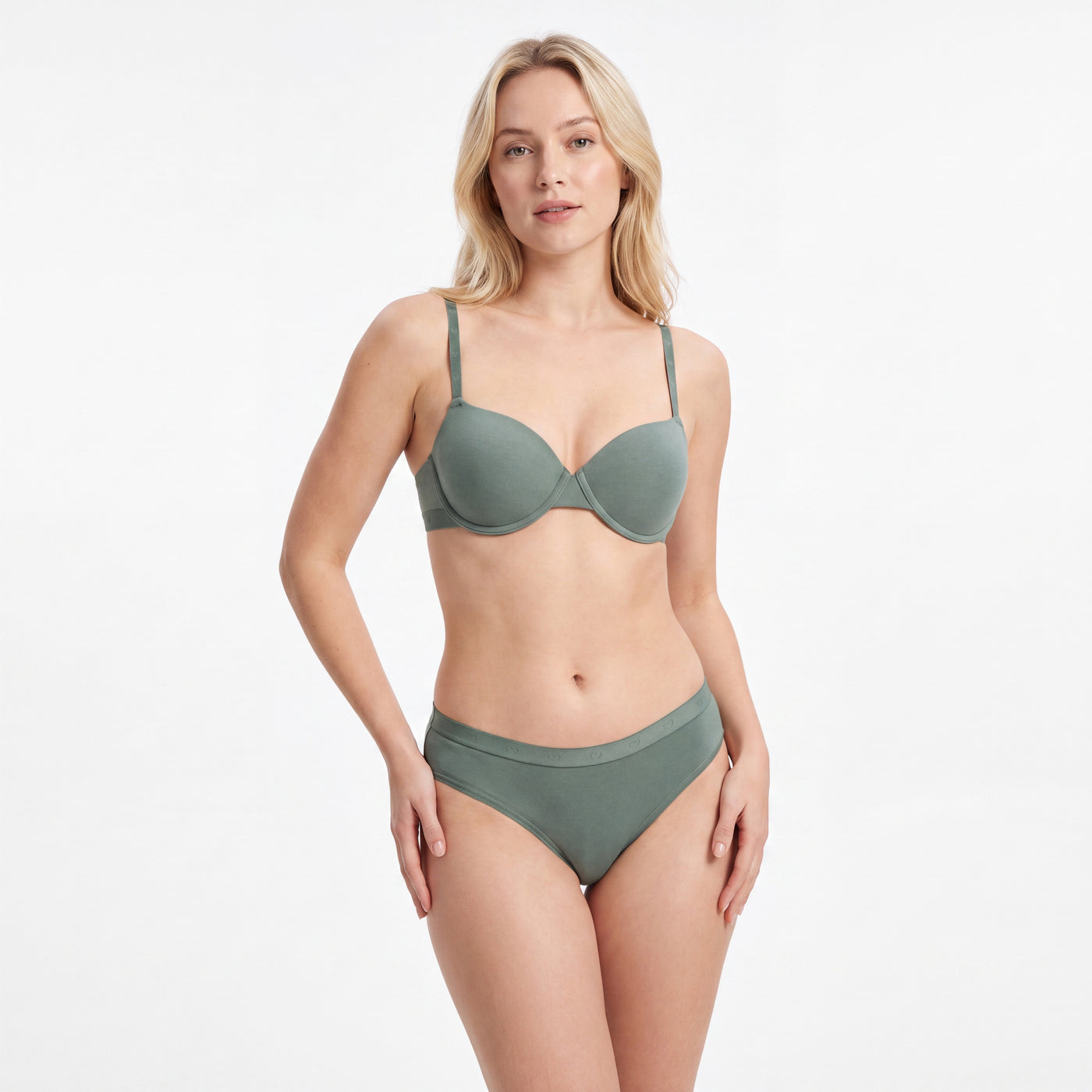 Cotton/elastane 1/2 cup bra&amp;panty