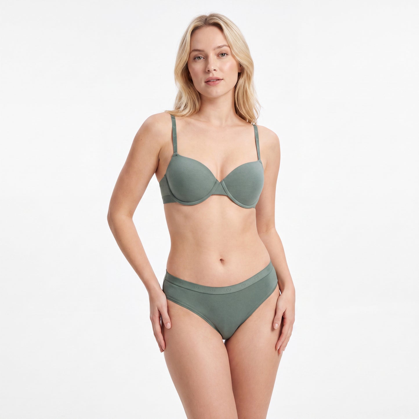 Cotton/elastane 1/2 cup bra&amp;panty