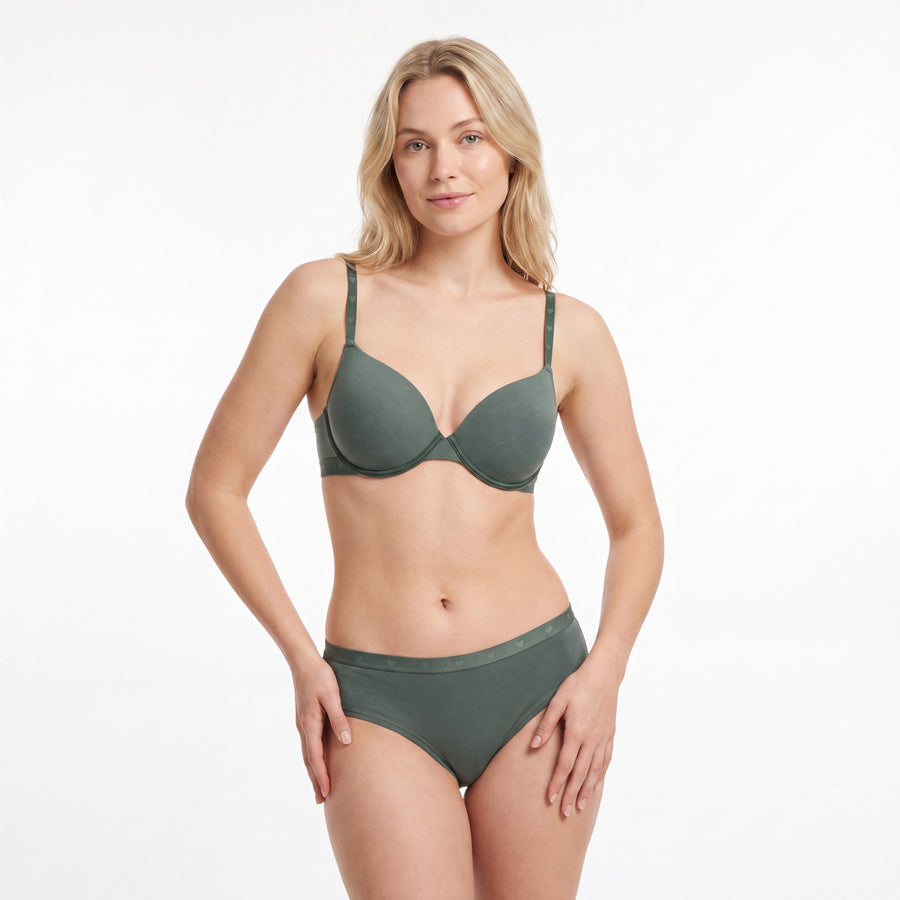 Cotton/elastane 3/4cup bra&panty