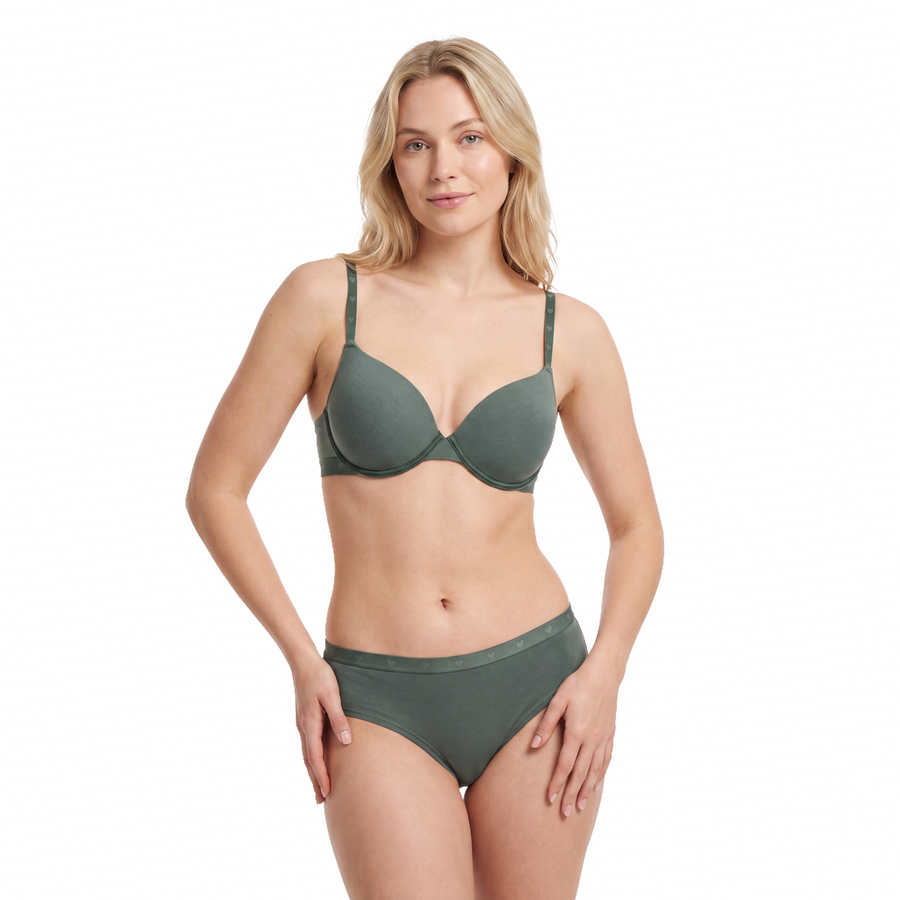 Cotton/elastane 3/4cup bra&panty