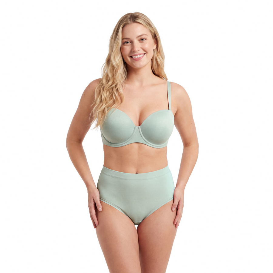 Women’s Microfiber 1/2 Cup Bra – Push Up Underwire Bra with Adjustable Straps, Green (25MM53)