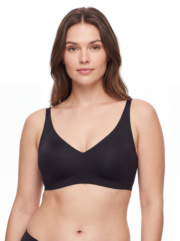 Seamless V‑Neck Wire‑Free Everyday Comfort Bra, Black & Mocha Brown Available