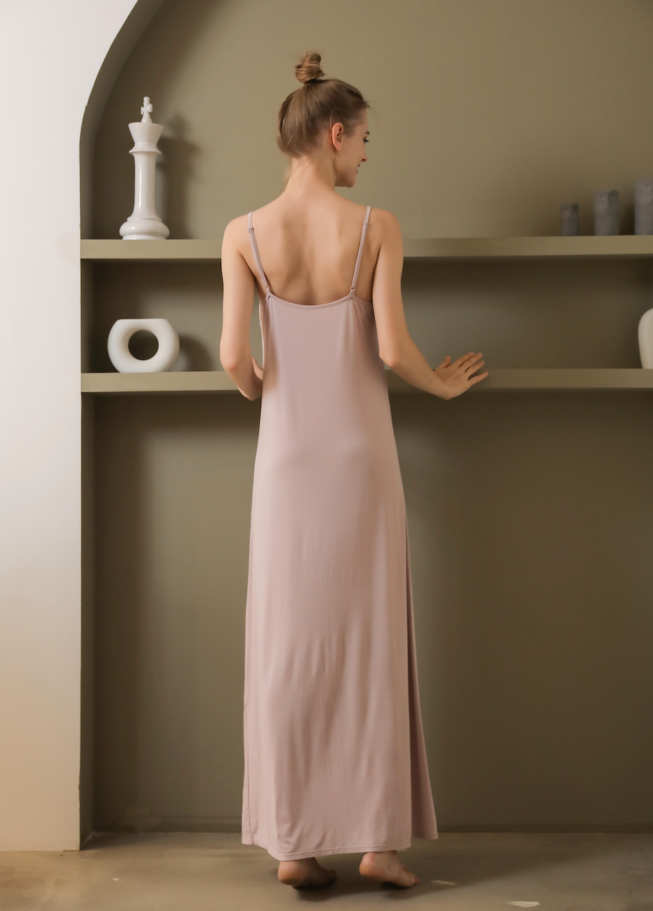 Breathable Modal Long Dress from Sleepwear Factory, a stylish and comfortable nightgown designed by Pajama Manufacturer, perfect for a cozy sleep experience.