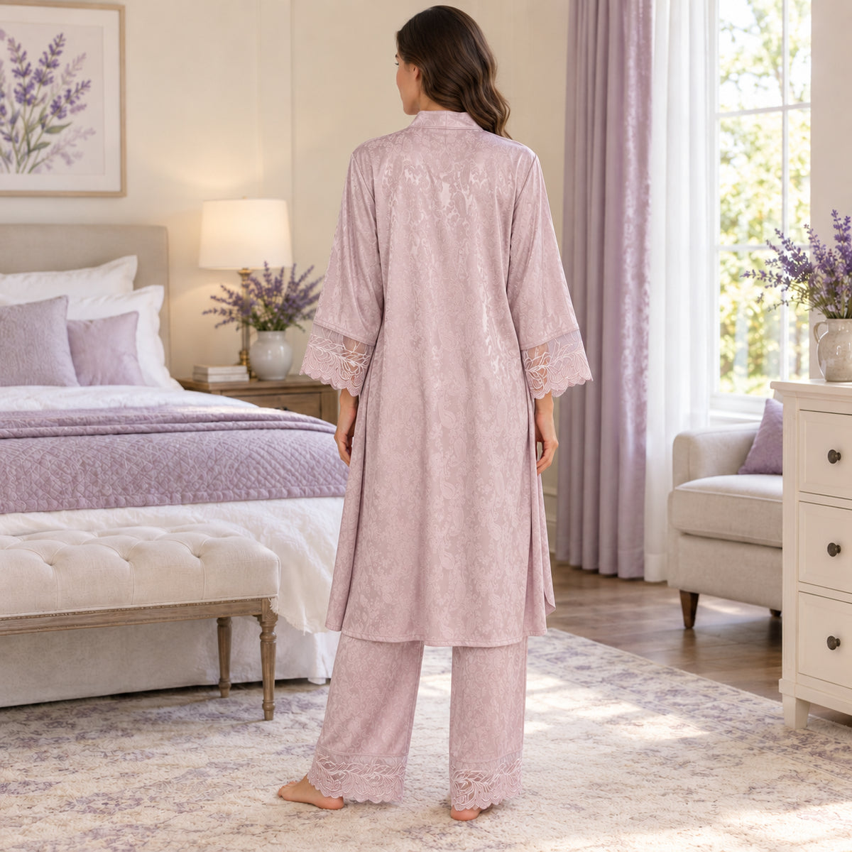 Mauve Long Robe back view