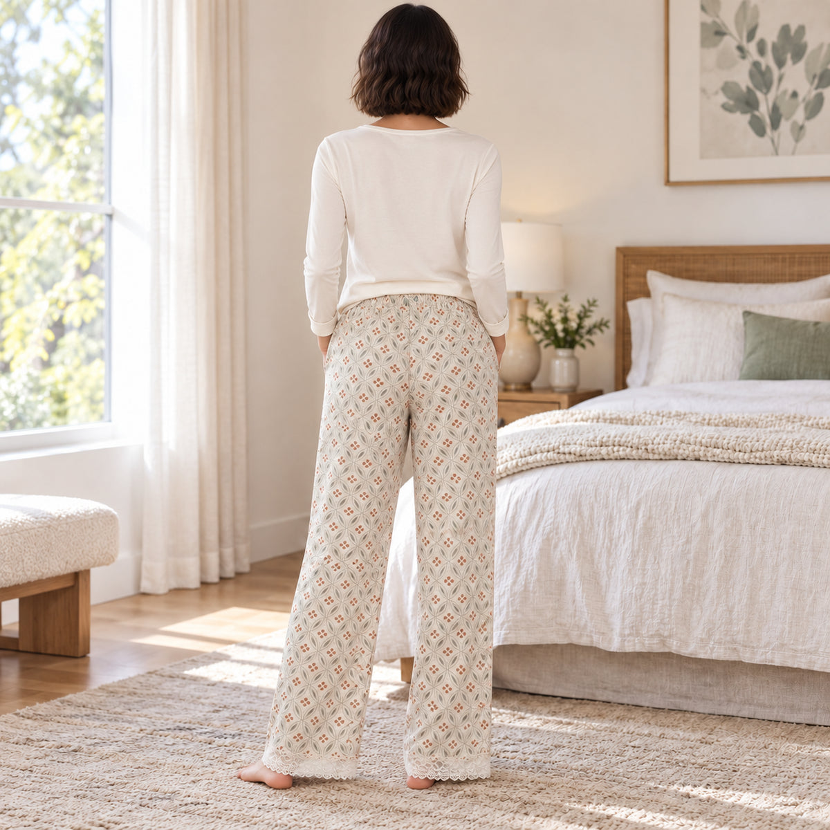 Floral Wide-Leg Pajama Pants back view