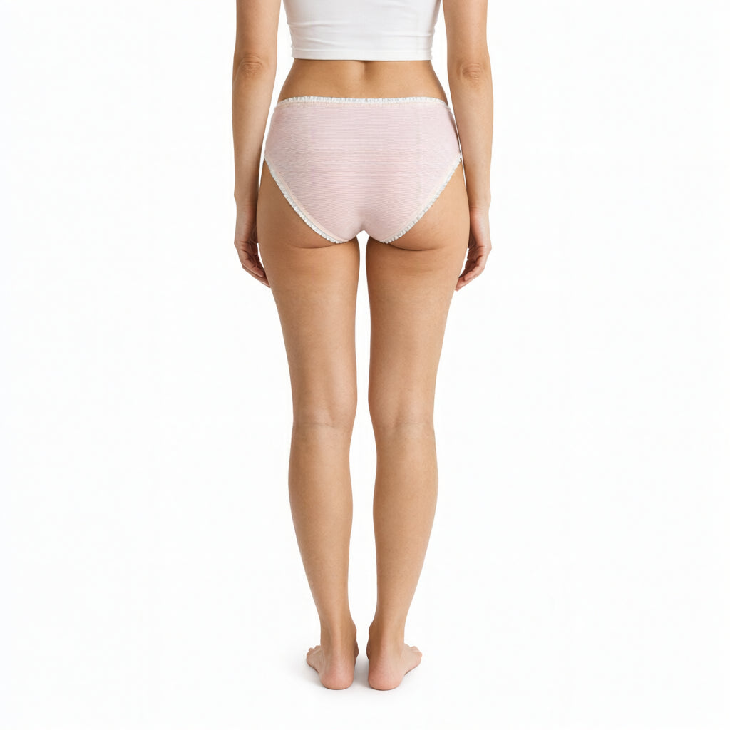Pink striped brief back view