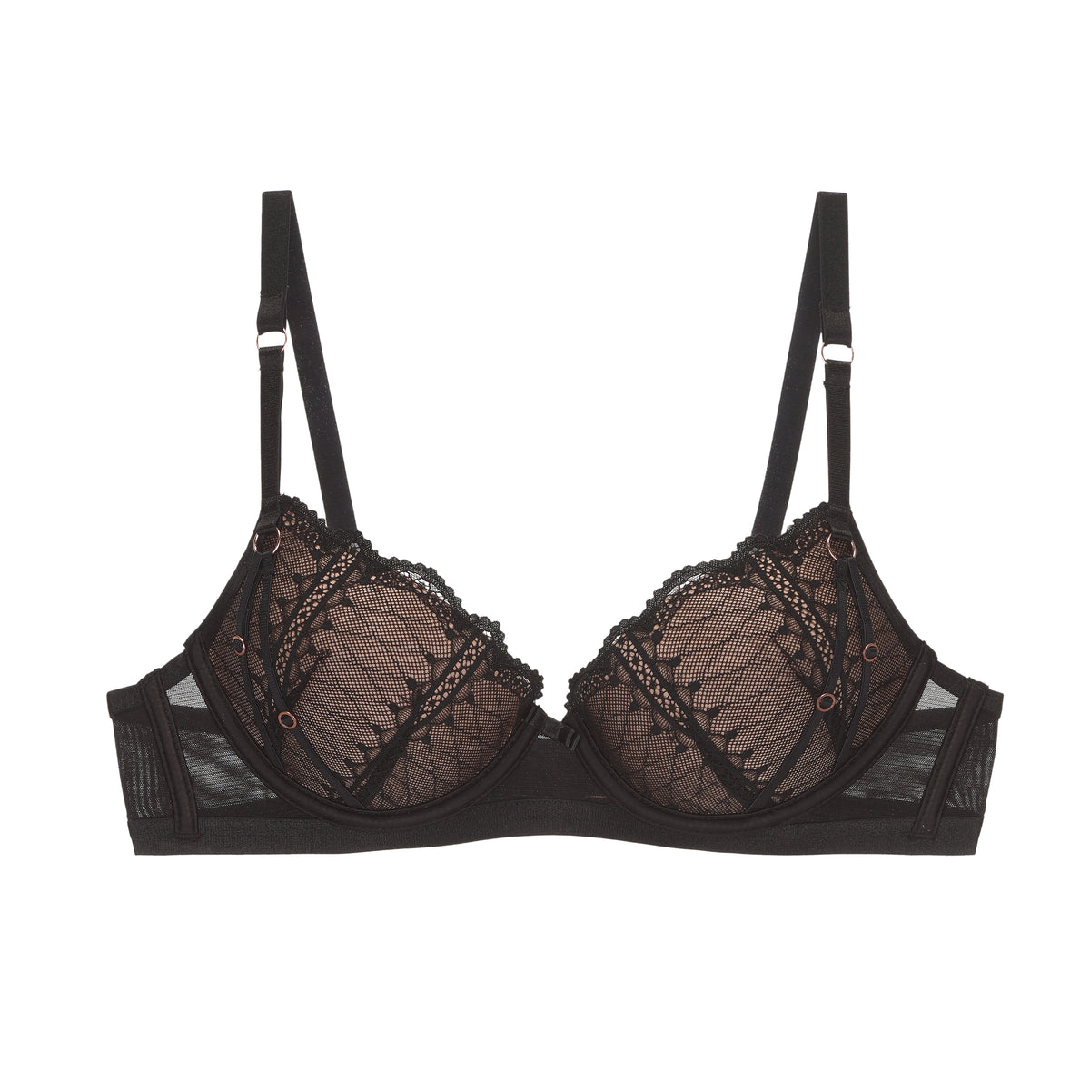 Black Geometric Sheer Lace Lingerie | Sold Separately‑Bra / Matching Panty