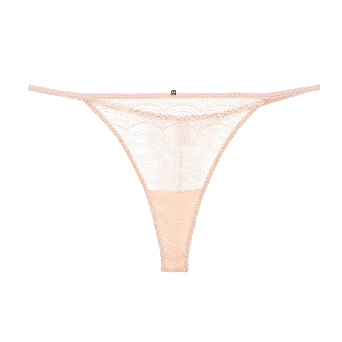 Pink Scalloped Sheer Lace 2‑Piece Lingerie Set, Bra & Thong Panty