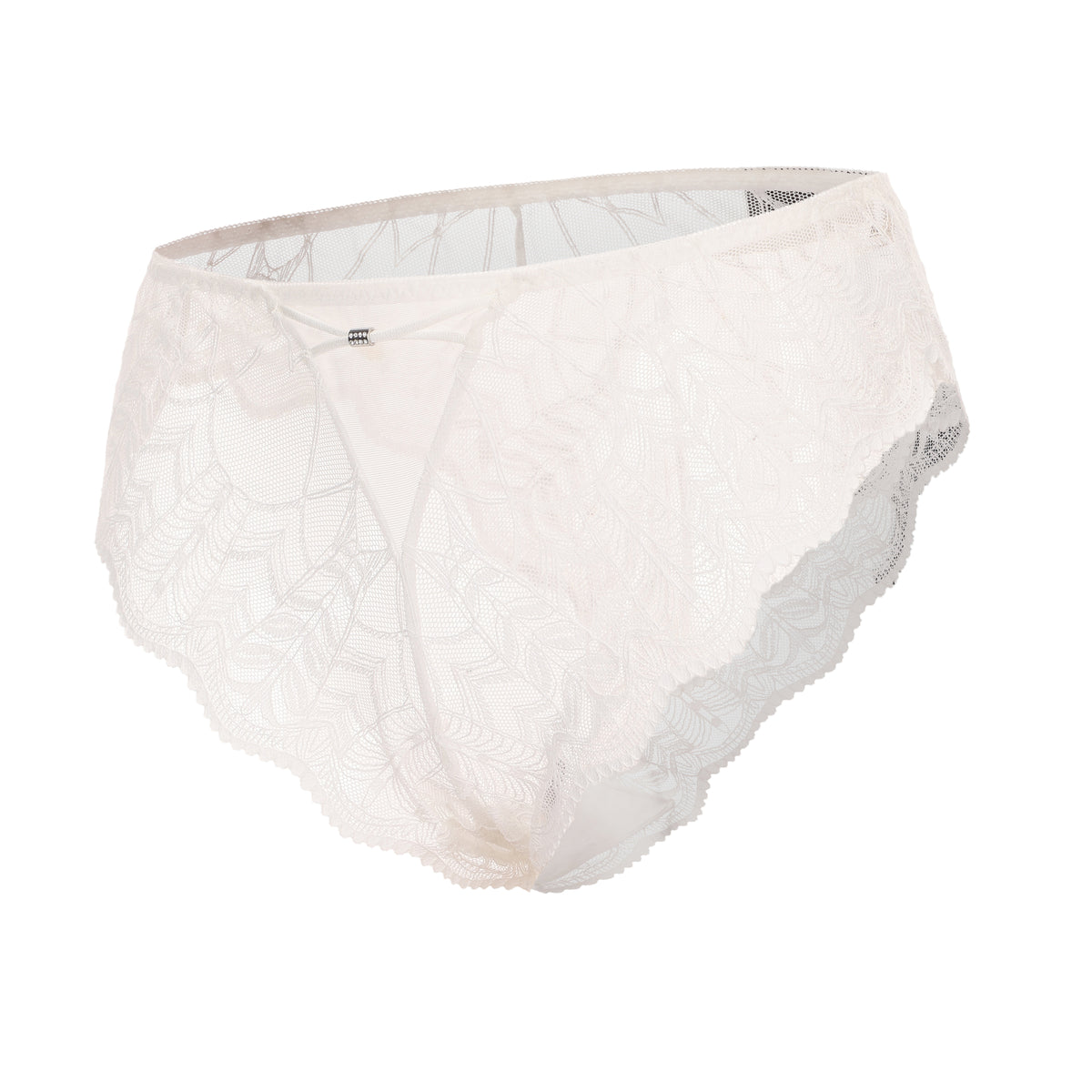 Off‑White Leaf‑Pattern Lace Criss‑Cross Front Strap Underwire Bra