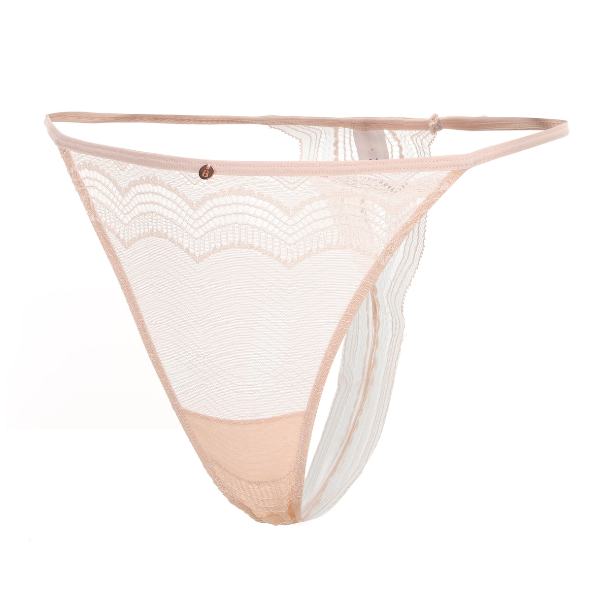 Pink Scalloped Sheer Lace 2‑Piece Lingerie Set, Bra & Thong Panty