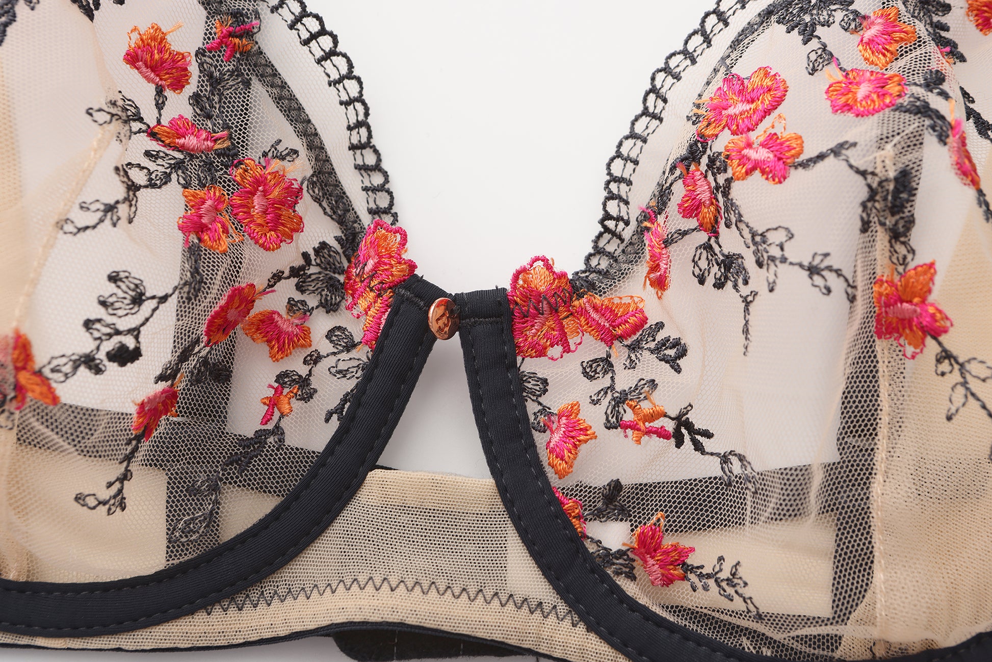Women’s lingerie set with floral embroidery made by reliable pajamas manufacturers and underwear factory, offering premium quality and fashionable style.